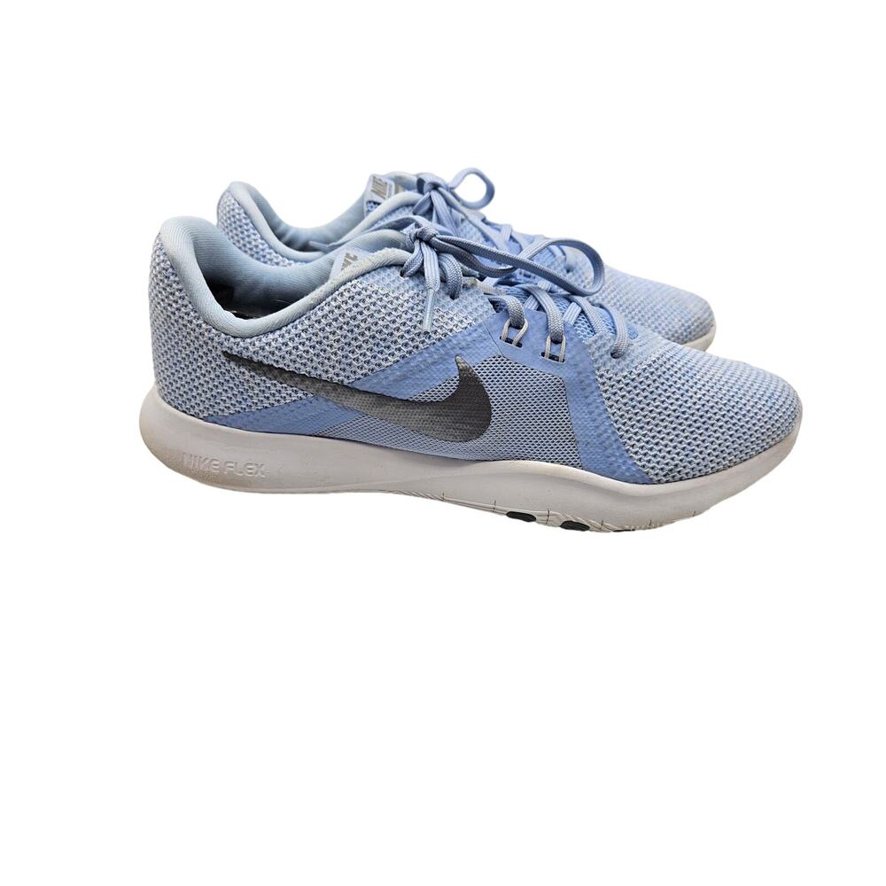 Nike FLEX Trainer 8 AMP‎ Training Shoes Blue w Metallic Cool Grey Size 10.5